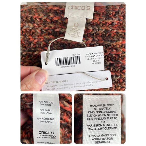 NWT Chico’s Katarina Hardware Fringe Short Sleeve Cardigan Sweater - Picture 8 of 13